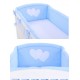 Conjunto de cama bebé  5 elementos coração azul bolas